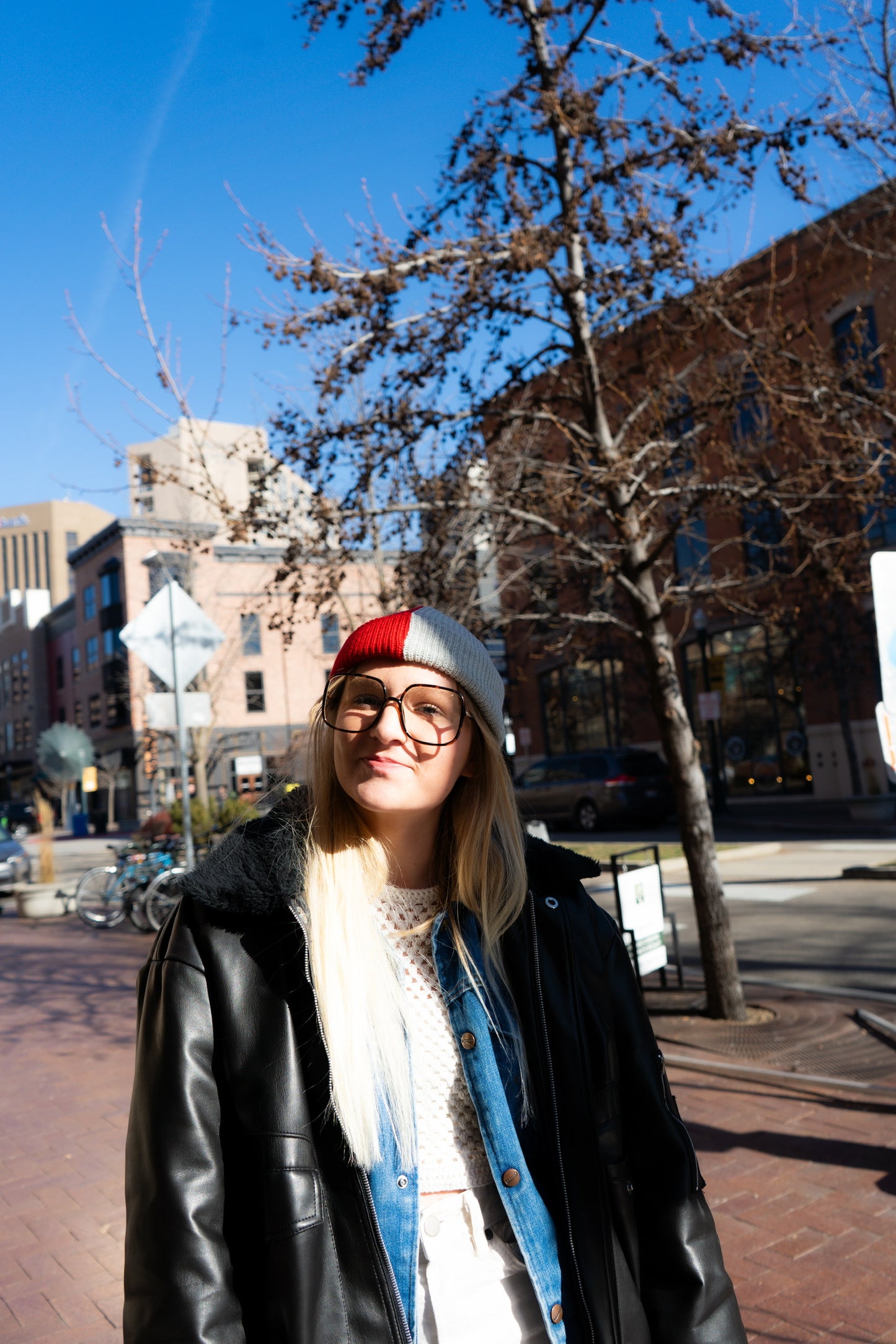Split Beanie Red/HeatherGrey